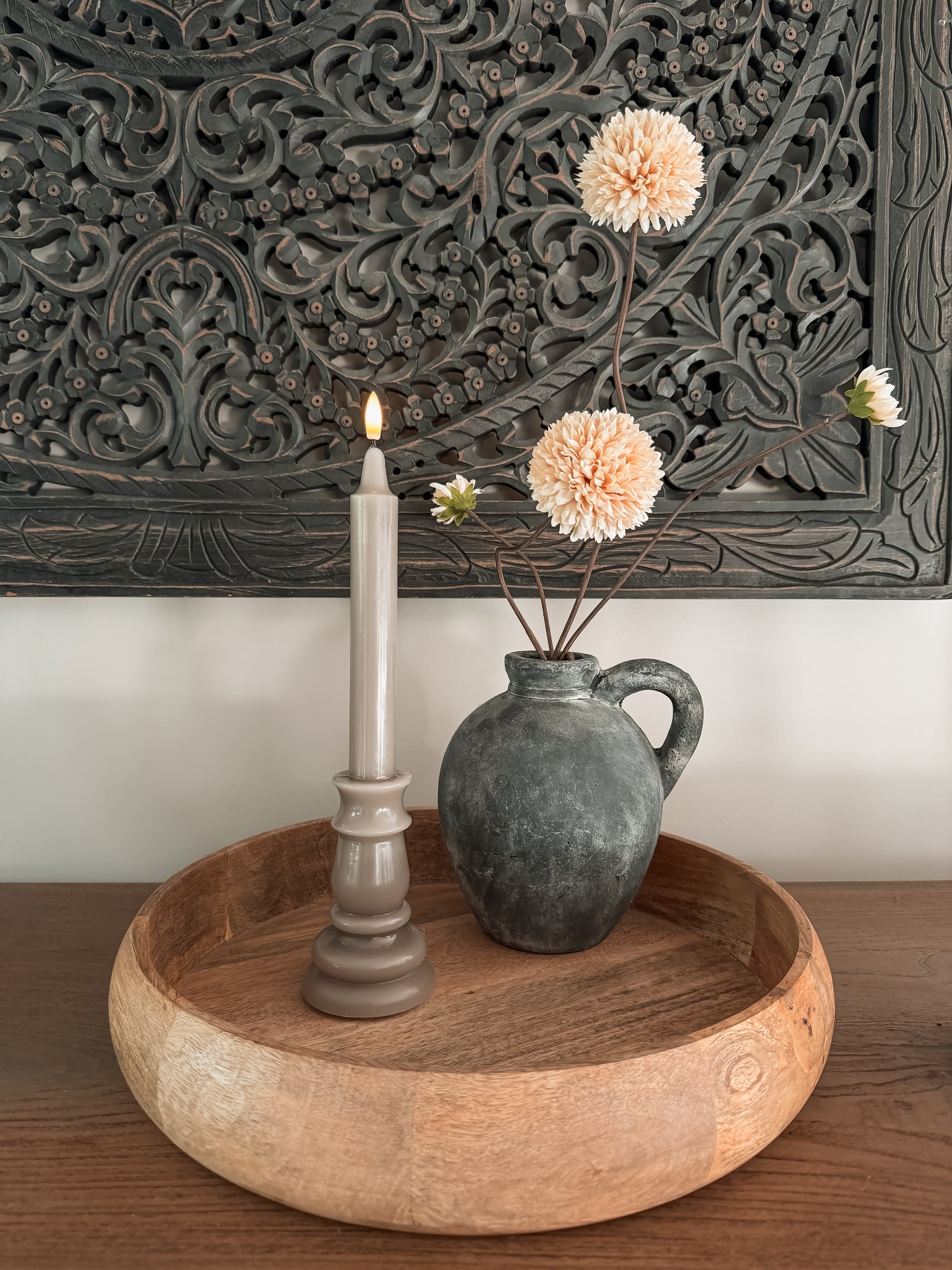 Kandelaar kaars L taupe