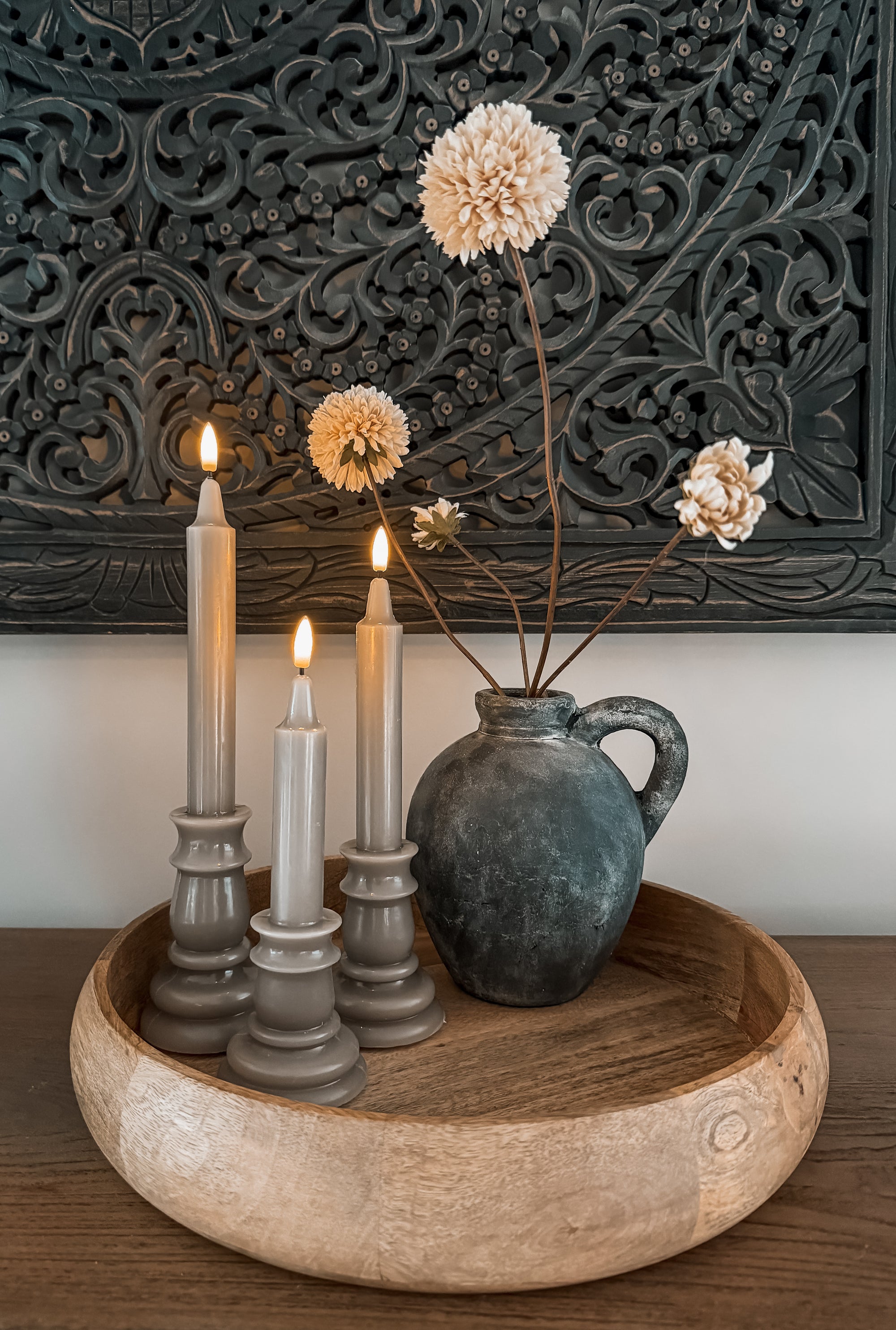 Kandelaar kaars M taupe