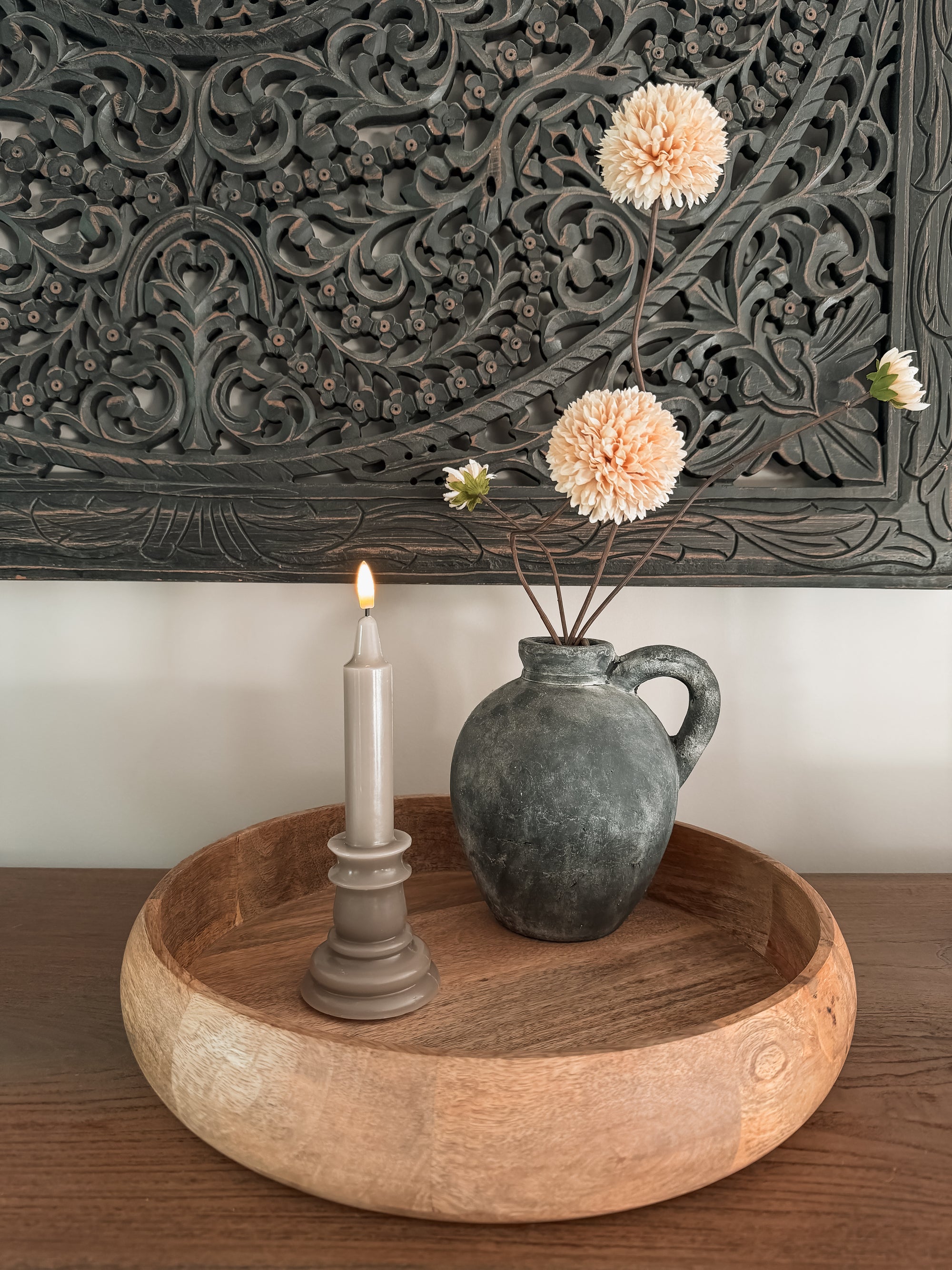 Kandelaar kaars S taupe