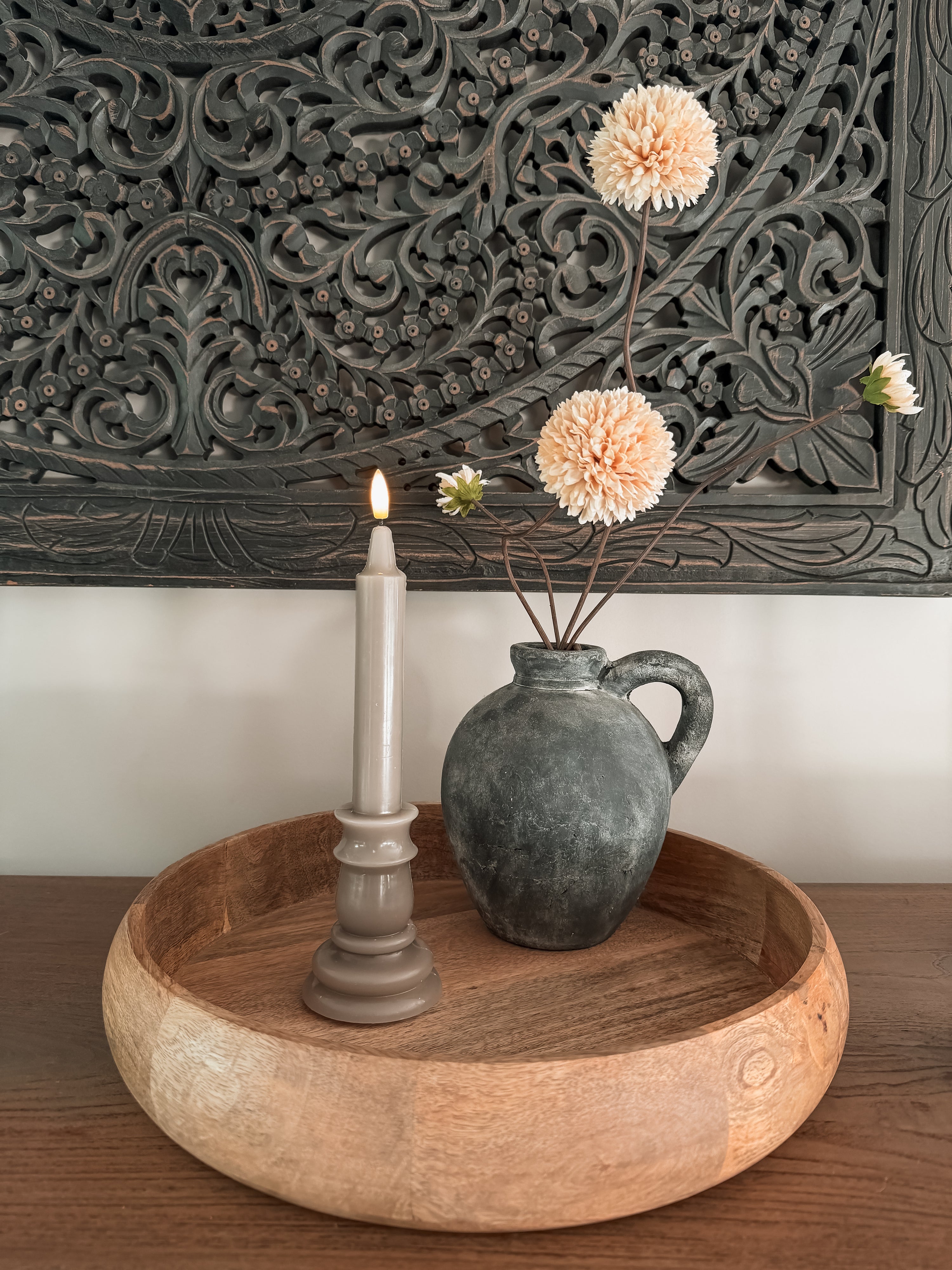 Kandelaar kaars M taupe